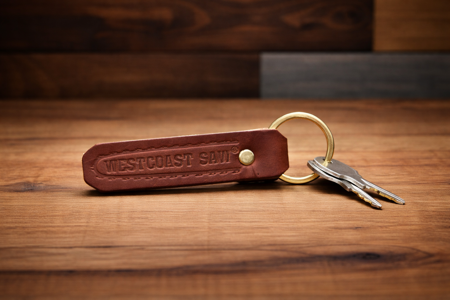 Westcoast Saw Logo Leather Keychain
